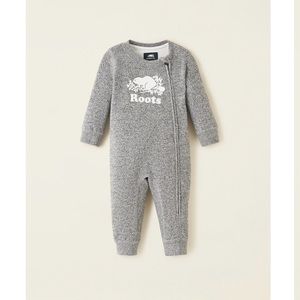 Roots Baby Sweatshirt Onesie in Salt and Pepper